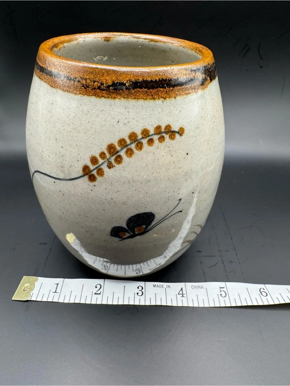 Xochiquetzal Teresa Duran Tonala Mexico Pottery Butterfly Vase Signed 5.5